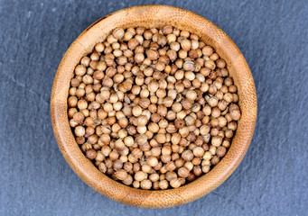 Bamboo bowl with coriander