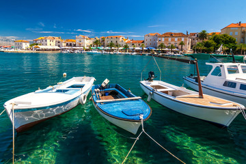 Boats in the harbor of Supetar on the island Brac in summer, Croatia, Europe