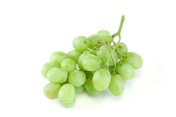 fresh green grapes isolated on white background