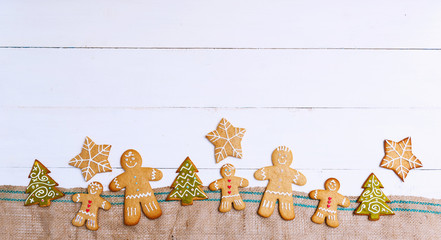 ginger biscuits on wooden background