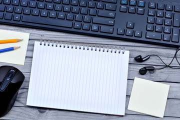 Objects business on wooden table