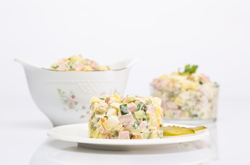 Russian traditional salad on the table