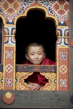 Young Buddhist monk, Trashi Chhoe Dzong, Thimphu, Bhutan