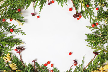 Fototapeta na wymiar Evergreen fir tree decoration for christmas card isolated