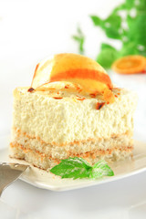 Delicious cheesecake with chocolate on top