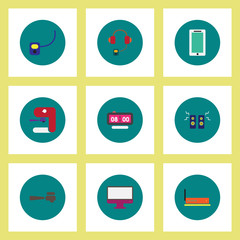 Collection of stylish vector icons in colorful circles office furniture