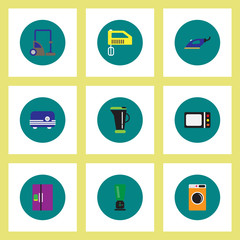 Fototapeta premium Collection of stylish vector icons in colorful circles Home Appliances
