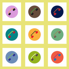 Collection of stylish vector icons in colorful circles retro handset