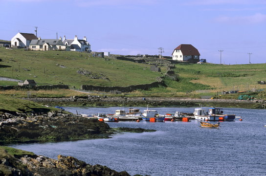 Houses And Boats, Out Skerries, Shetland Islands, Scotland