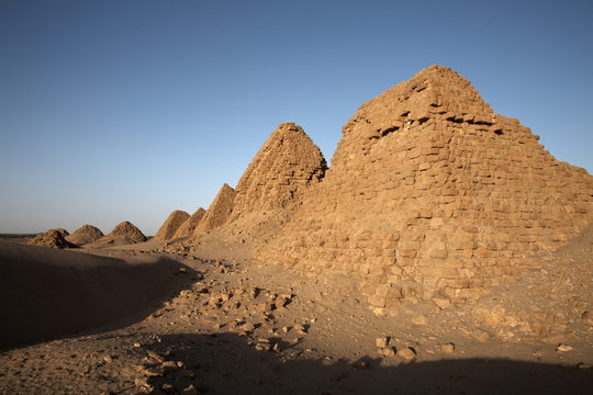 The royal cemetery of Nuri, burial place of King Taharqa, ancient ruler of the Kingdom of Kush, Karima, Sudan