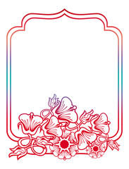 Beautiful floral frame with gradient fill. 