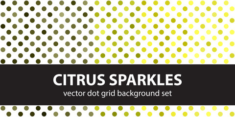 Polka dot pattern set "Citrus Sparkles". Vector seamless backgrounds