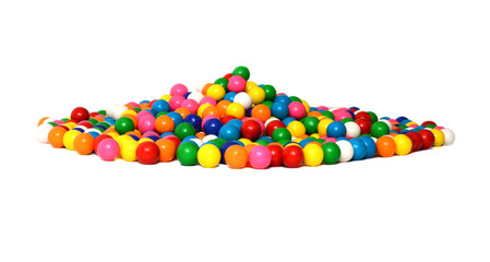 Colorful gumballs on the white background