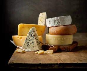 Papier Peint photo Produits laitiers différents types de fromage