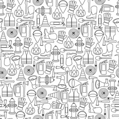 Pattern seamless of line firefighting equipment vector illustration