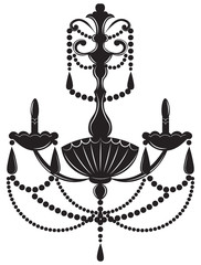 Classic baroque chandelier on white background. Luxury decor accessory design. Vector illustration sketch