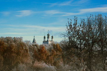 russian temple in the frost forest
