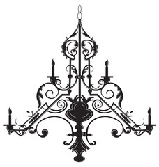 Fototapeta na wymiar Rich Baroque Classic chandelier. Luxury decor accessory design. Vector illustration sketch