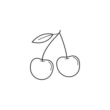 Cherry line icon, healthy fruit, vector graphics, a linear pattern on a white background, eps 10.
