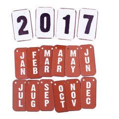 2017 year and month calendar isolated