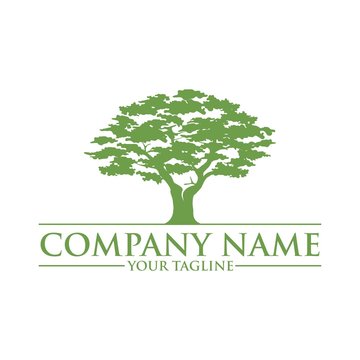 Simple And Modern Green Oak Tree Logo