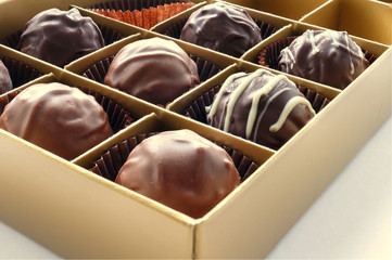 Handmade chocolates in paper box