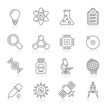 Line Education and Science icons - vector icon set