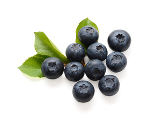 fresh blueberries isolated on white background