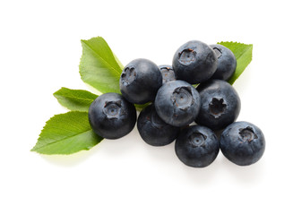 fresh blueberries isolated on white background