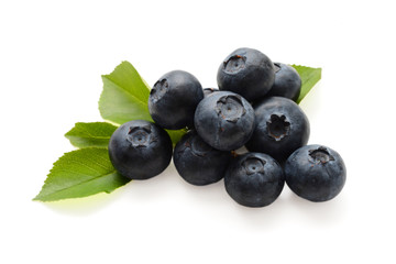 fresh blueberries isolated on white background