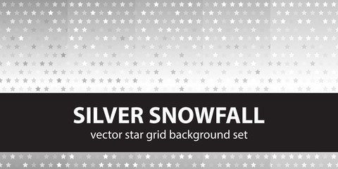 Star pattern set "Silver Snowfall". Vector seamless backgrounds