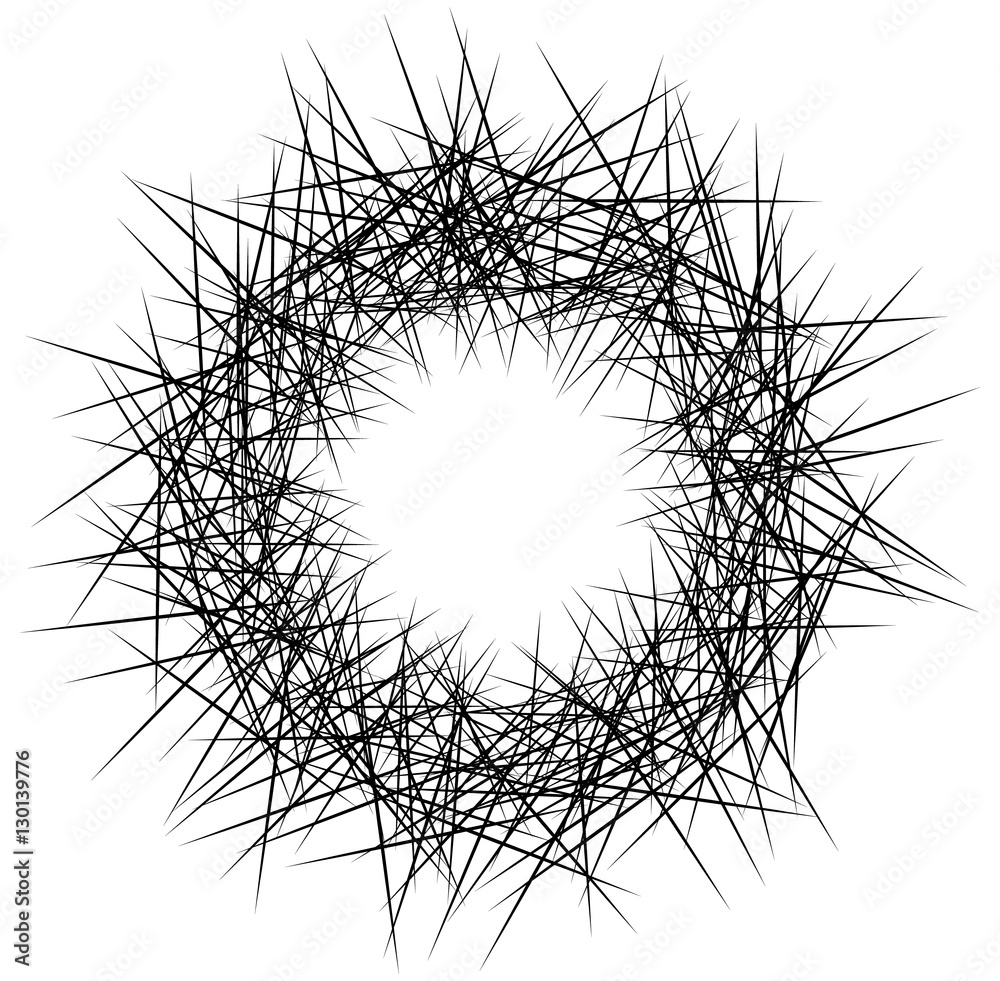 Aufkleber Random lines, chaotic lines abstract element. Monochrome artisti