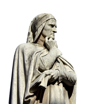 Dante Alichieri, the greatest italian poet (isolated on white background)