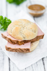 Fresh made Meat Loaf on rustic background