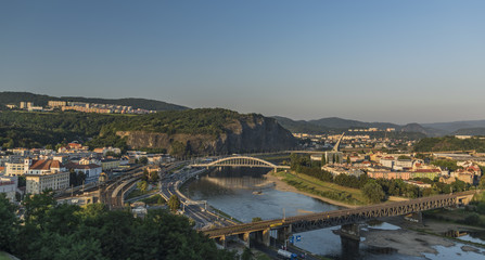 Usti nad Labem town in hot evening