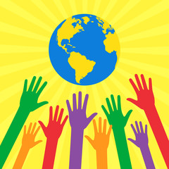  Ecological and humanitarian concepts in flat style. Save world 