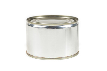 One small tin can isolated on white background