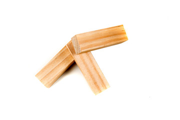 Wooden game blocks isolated on white background