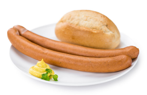 Portion of Wiener Sausages isolated on white