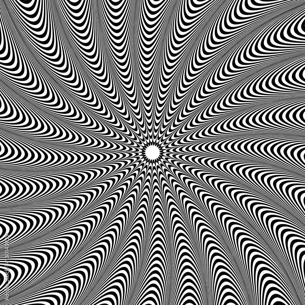 Aufkleber Abstract element with radiating lines. Monochrome concentric, ra