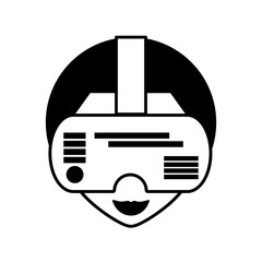 man virtual reality glasses technology outline vector illustration eps 10