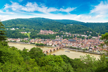 Fototapeta na wymiar Panoramic aerial view of Heidelberg