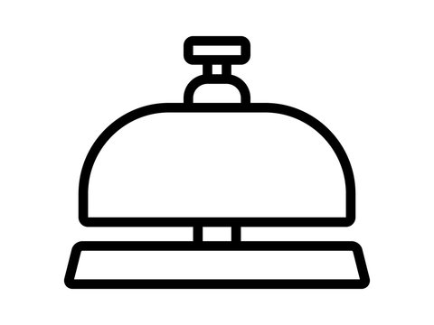 Hotel reception call bell or concierge service line art icon for apps and websites