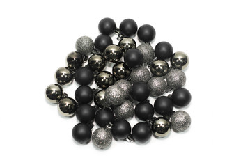 Black and silver christmas ball isolated on white background. ha