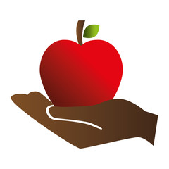 hand human with fresh fruit isolated icon vector illustration design