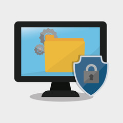 internet security computer folder gear vector illustration eps 10