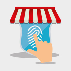 online shop finger touch screen internet security vector illustration eps 10