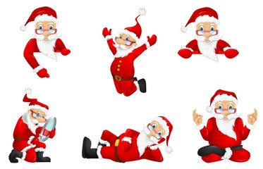 Vector set for christmas with Santa Claus.