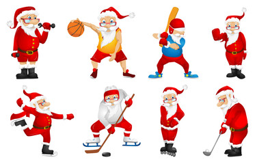 Vector set for christmas with Santa Claus.