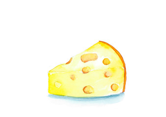 Cheese Watercolor painting on white background